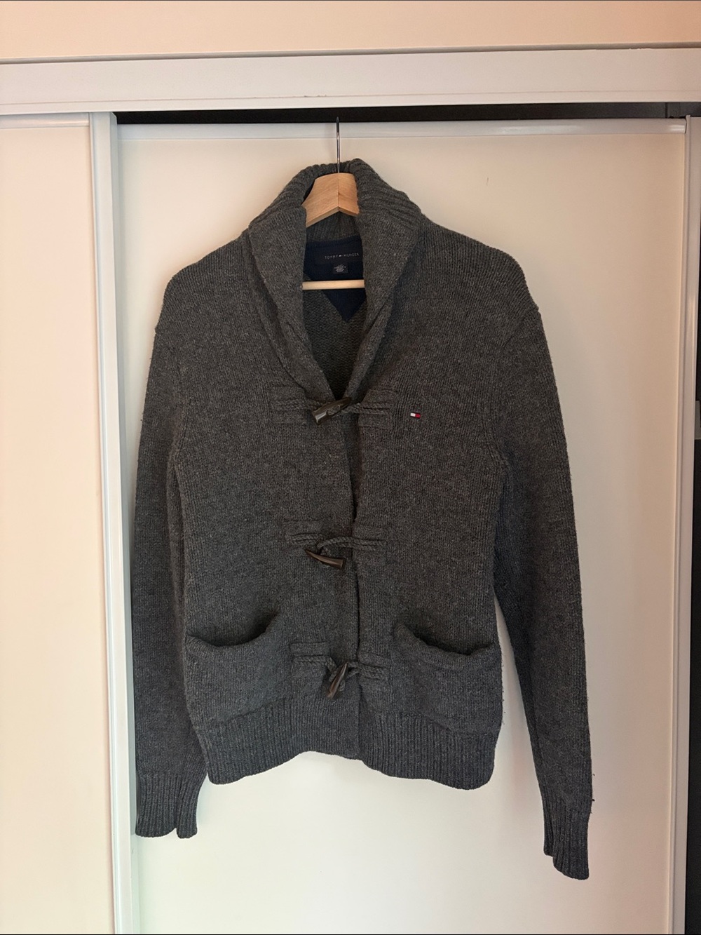 Lambswool Shawl Collar Toggle Cardigan - Picture 3 of 5